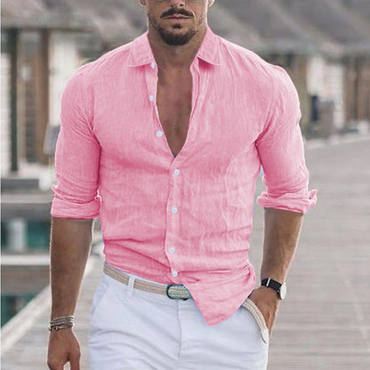 Men's Shirt with Classic Collar and Long Sleeves