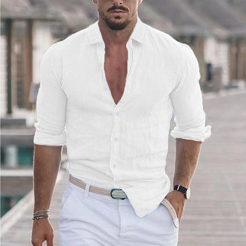 Men's Shirt with Classic Collar and Long Sleeves