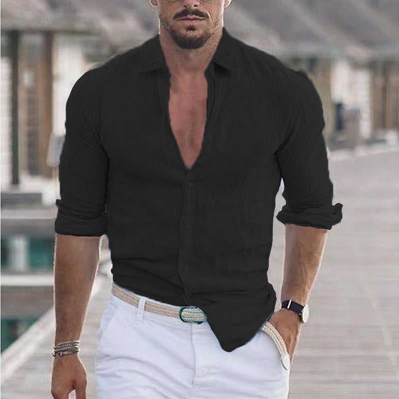 Men's Shirt with Classic Collar and Long Sleeves
