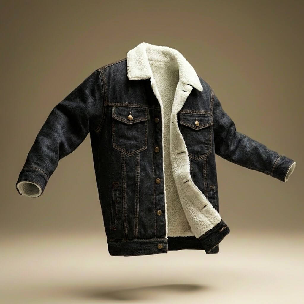 Men's Denim Jacket with Shearling Collar