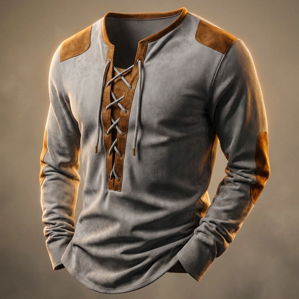 Men's Henley Shirt with Button Placket