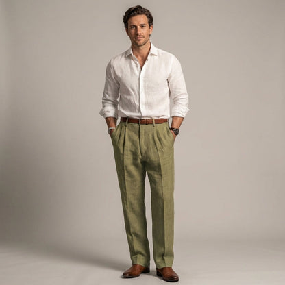 Men's Linen Trousers with Relaxed Leg