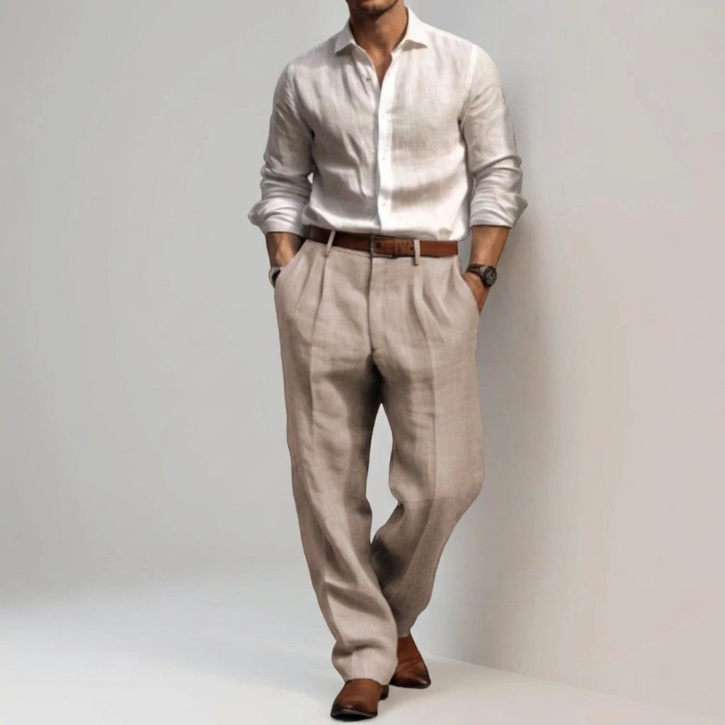 Men's Linen Trousers with Relaxed Leg