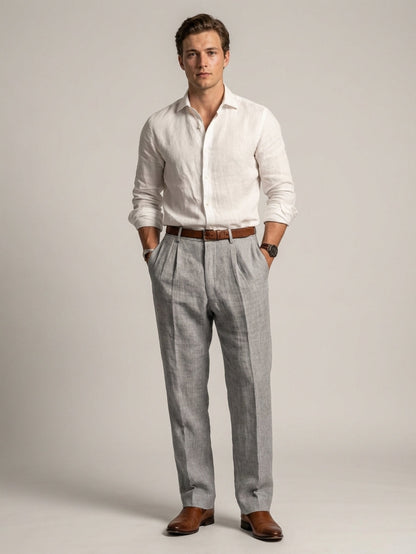 Men's Linen Trousers with Relaxed Leg