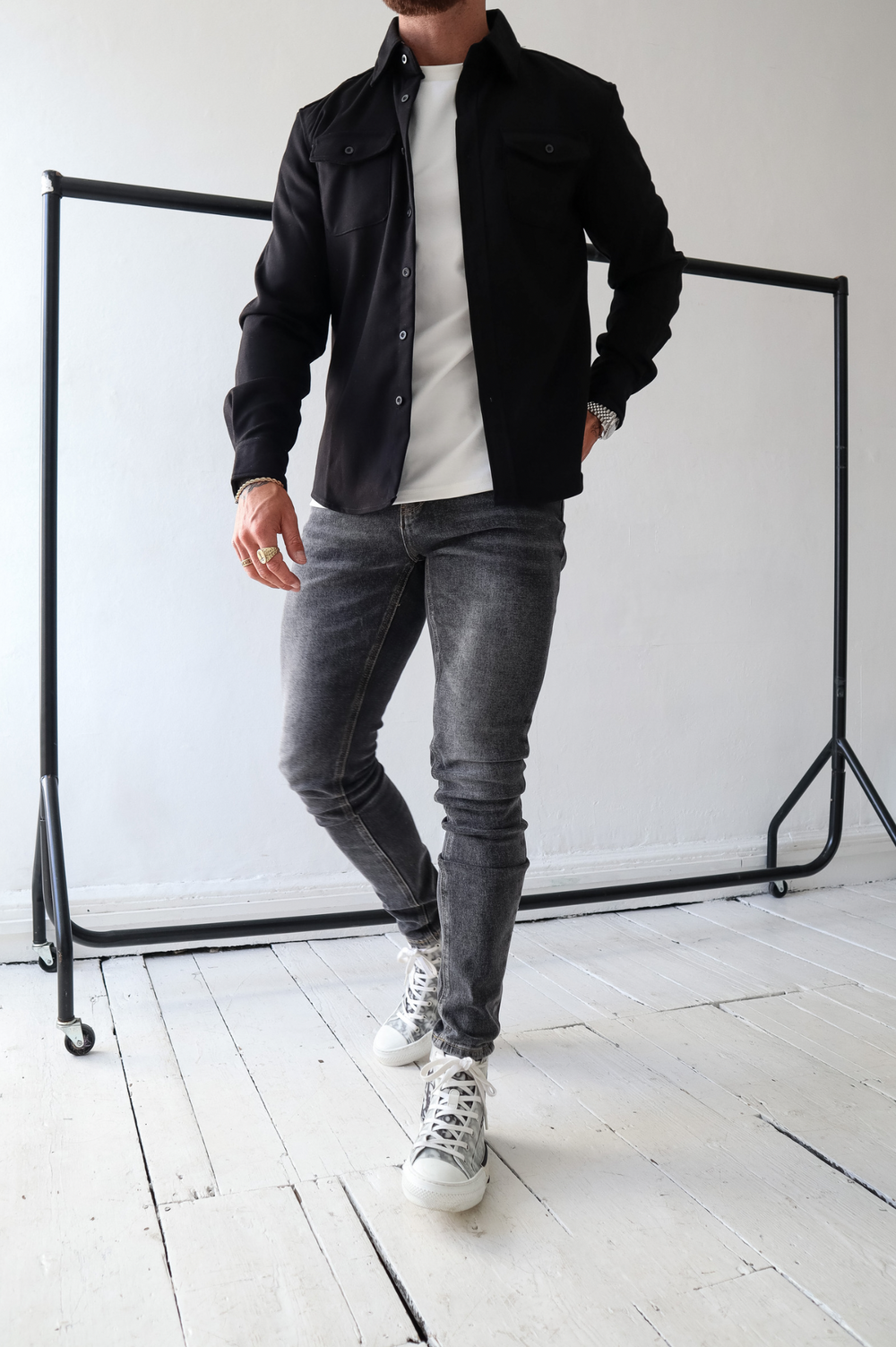 Men's Overshirt with Chest Pockets and Button Front