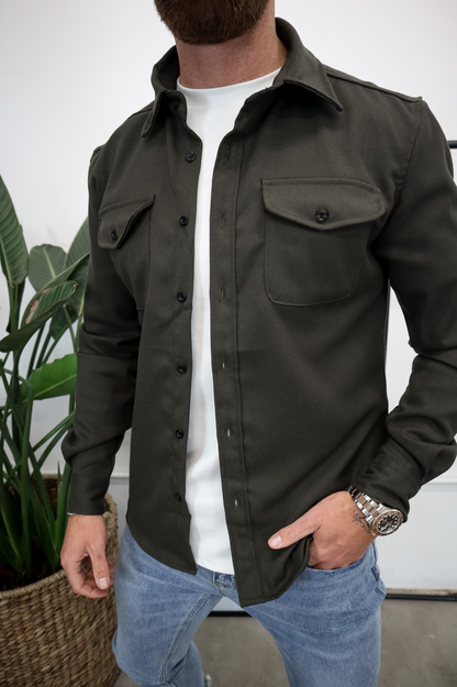 Men's Overshirt with Chest Pockets and Button Front