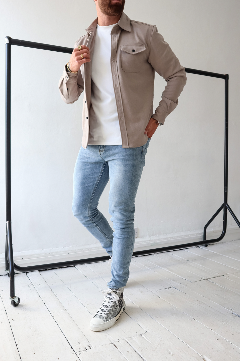 Men's Overshirt with Chest Pockets and Button Front