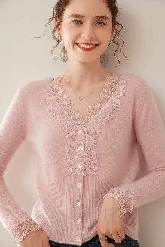Women's Lace Knit Cardigan With V-Neck-54