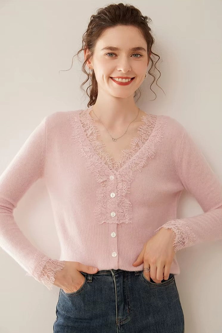 Women's Lace Knit Cardigan With V-Neck-55