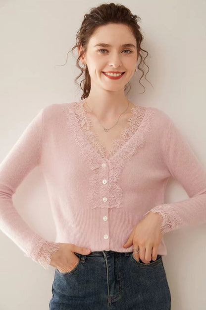 Women's Lace Knit Cardigan With V-Neck-55
