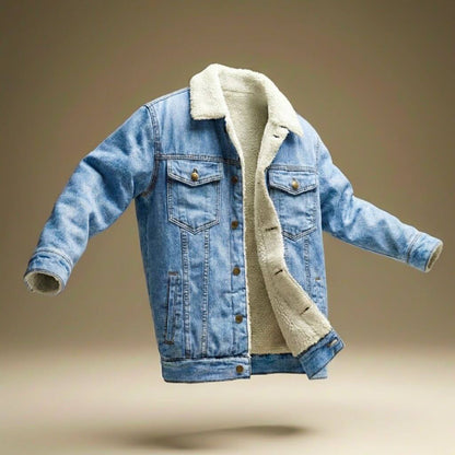 Men's Denim Jacket with Shearling Collar