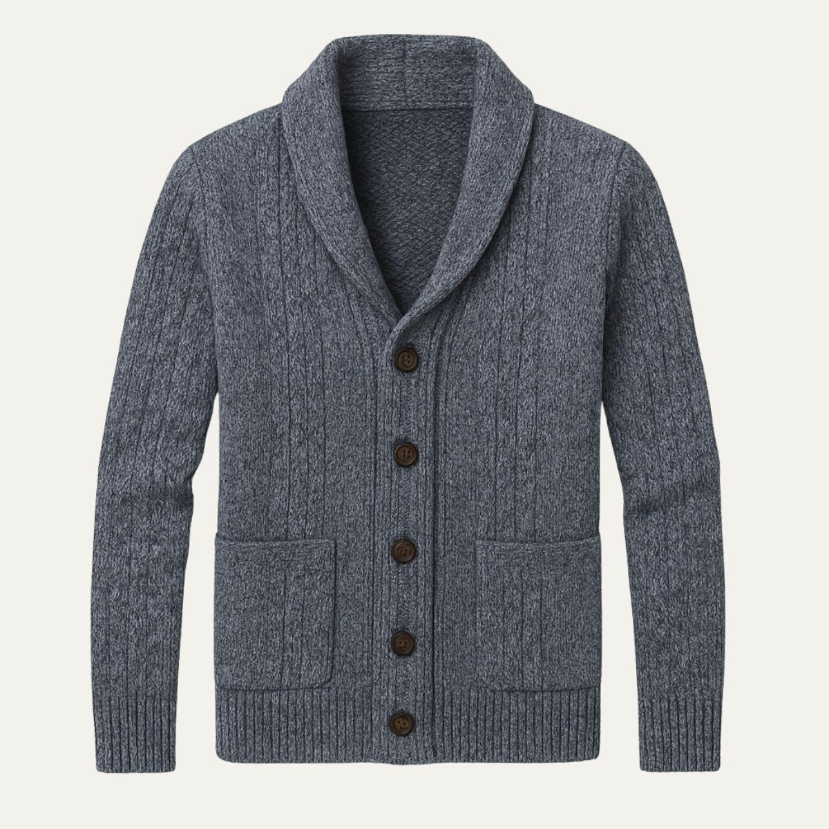Men's Cable Knit Cardigan with Shawl Collar