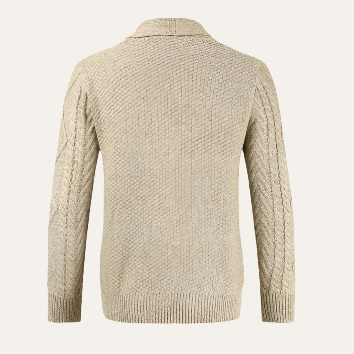 Men's Cable Knit Cardigan with Shawl Collar