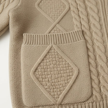 Men's Cable Knit Cardigan with Shawl Collar