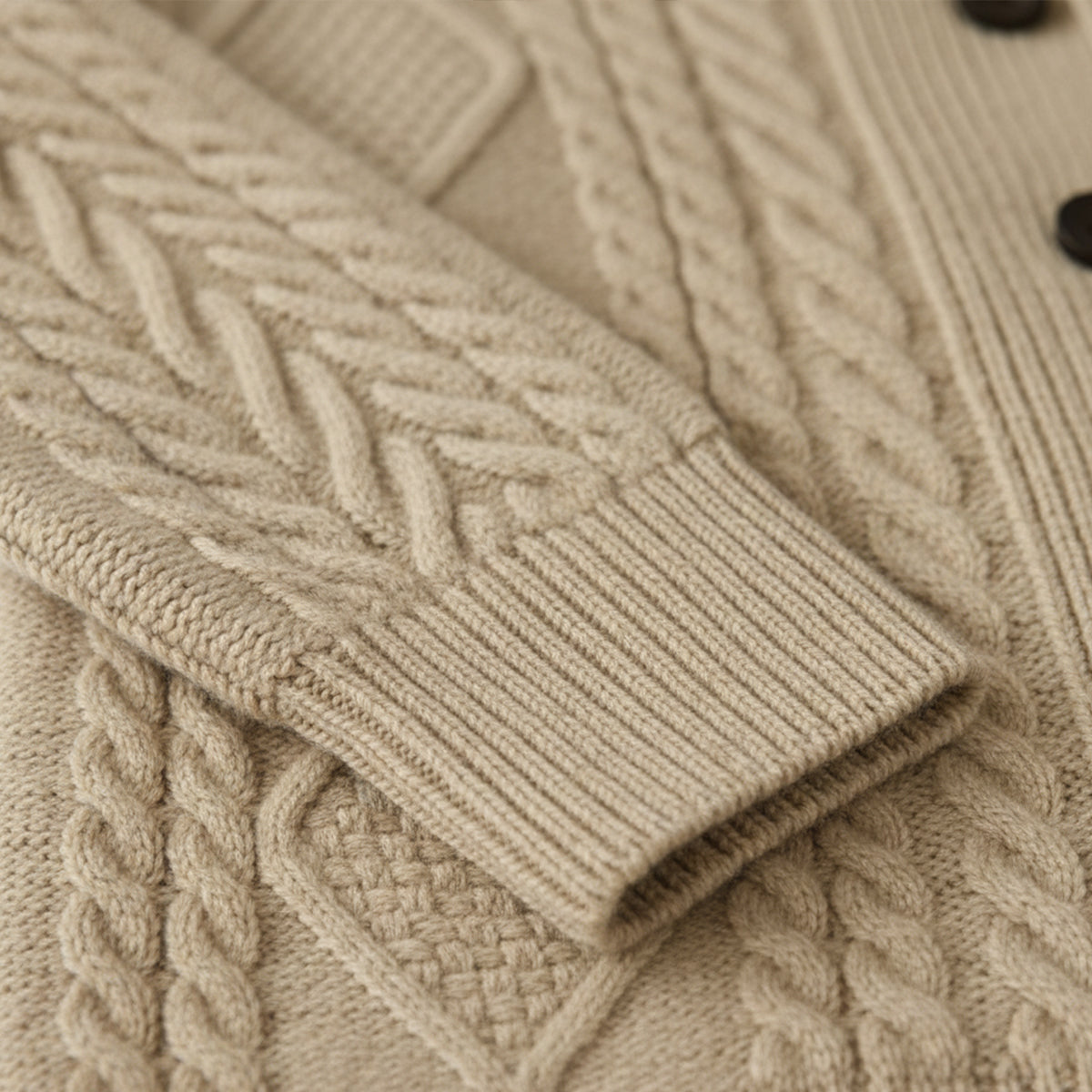 Men's Cable Knit Cardigan with Shawl Collar