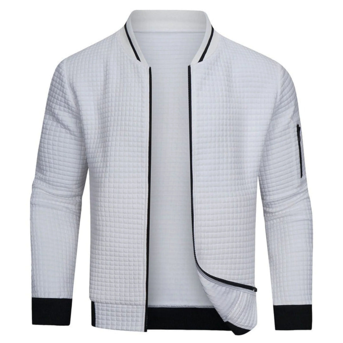 Men's Bomber Jacket with Checked Panels - photo 1