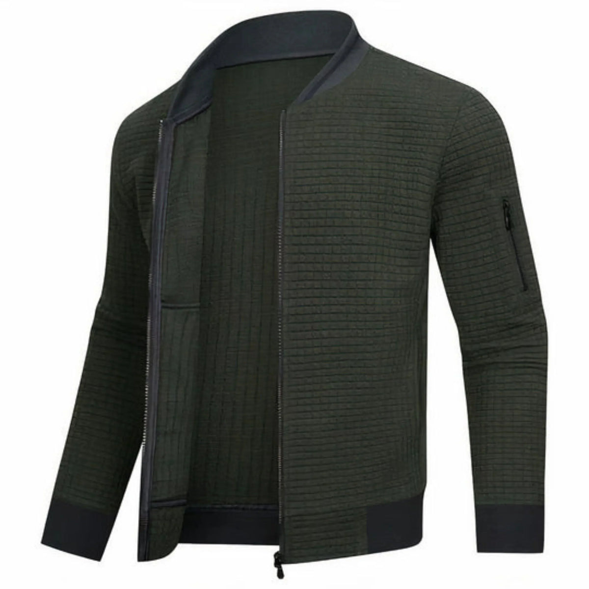 Men's Bomber Jacket with Checked Panels - photo 2