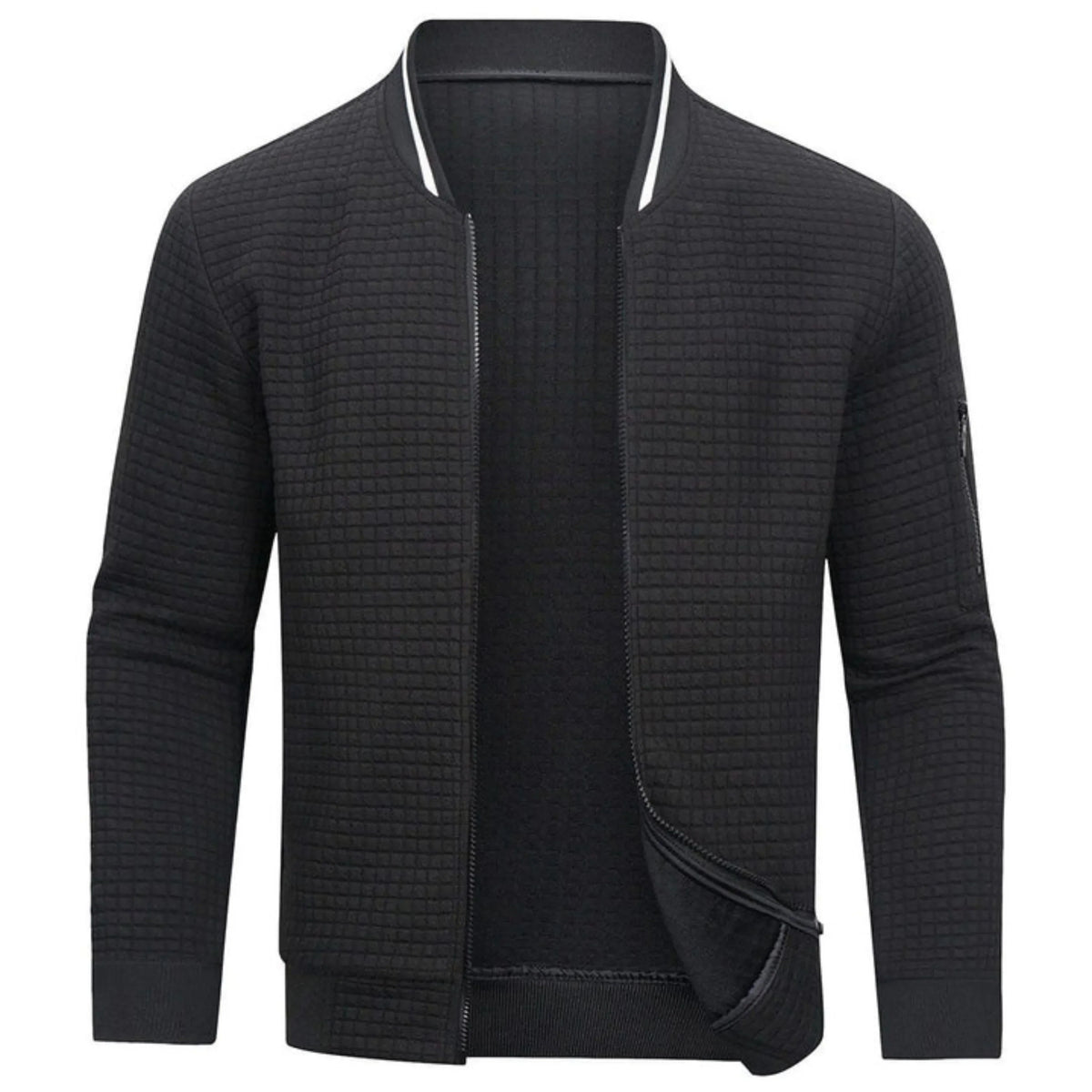 Men's Bomber Jacket with Checked Panels - photo 3
