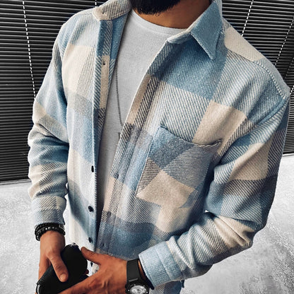 Men's Checked Overshirt with Button Front - photo 1