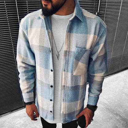 Men's Checked Overshirt with Button Front - photo 3