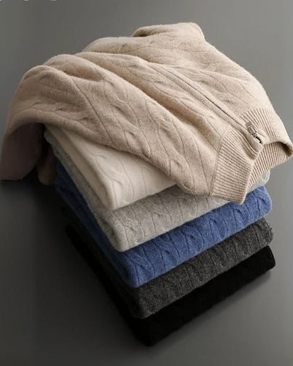 Men's Merino Wool Half-Zip Knit Jumper - photo 15