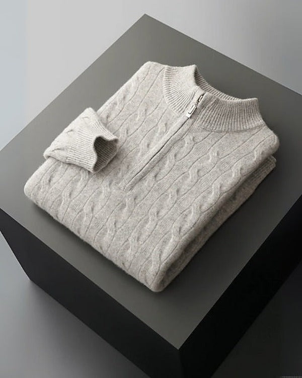 Men's Merino Wool Half-Zip Knit Jumper - photo 3