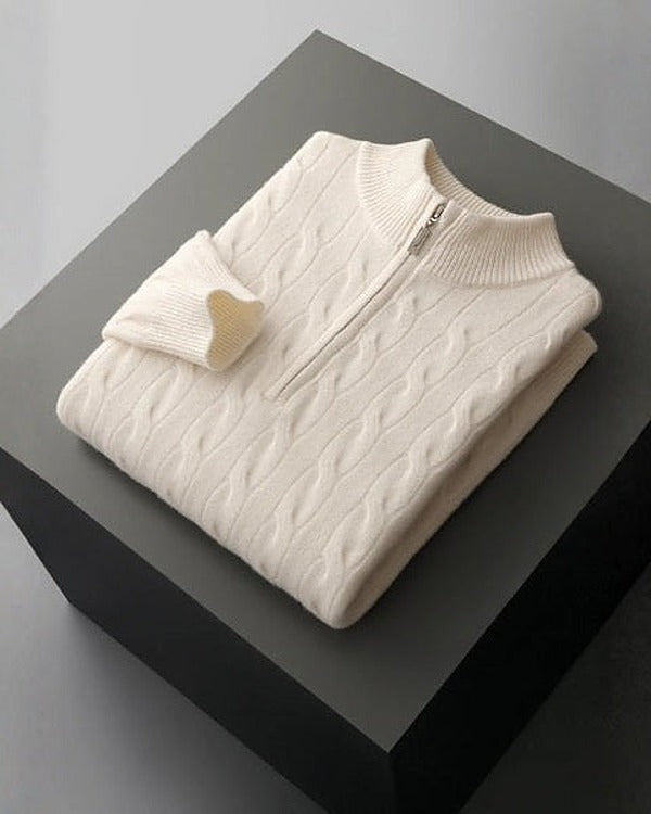 Men's Merino Wool Half-Zip Knit Jumper - photo 4