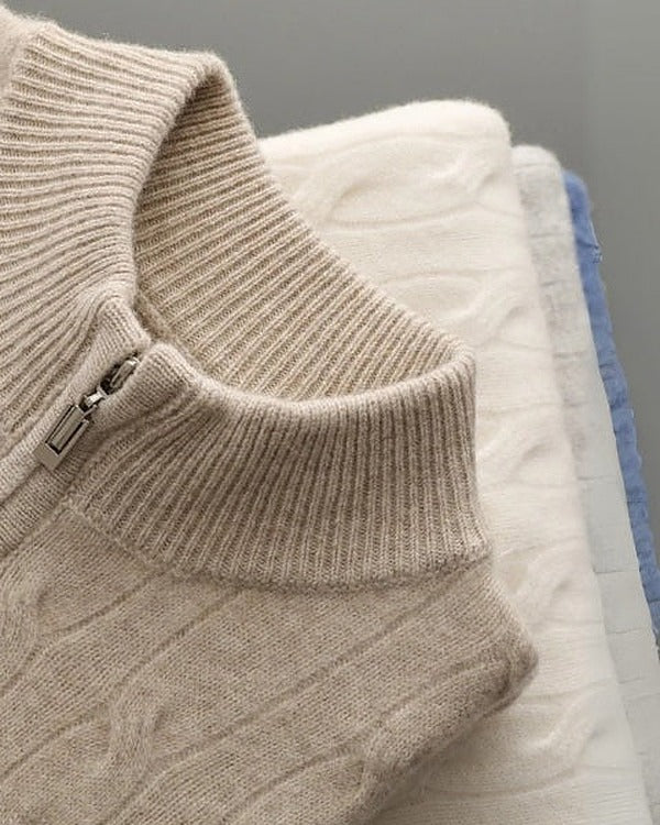 Men's Merino Wool Half-Zip Knit Jumper - photo 9