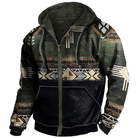 Men's Patterned Fleece-Lined Hooded Jacket - photo 1