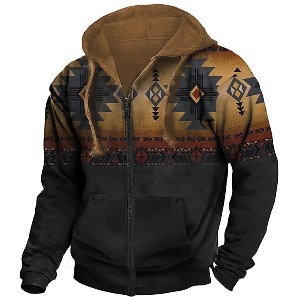 Men's Patterned Fleece-Lined Hooded Jacket - photo 10