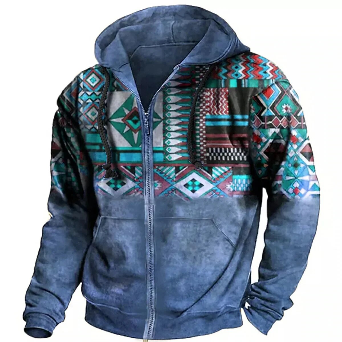 Men's Patterned Fleece-Lined Hooded Jacket - photo 11