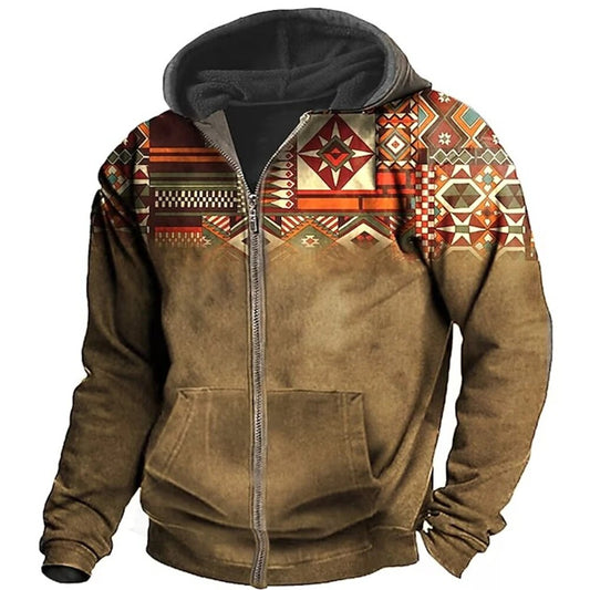 Men's Patterned Fleece-Lined Hooded Jacket - photo 2