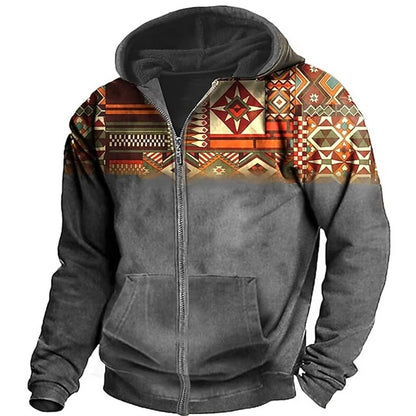 Men's Patterned Fleece-Lined Hooded Jacket - photo 3