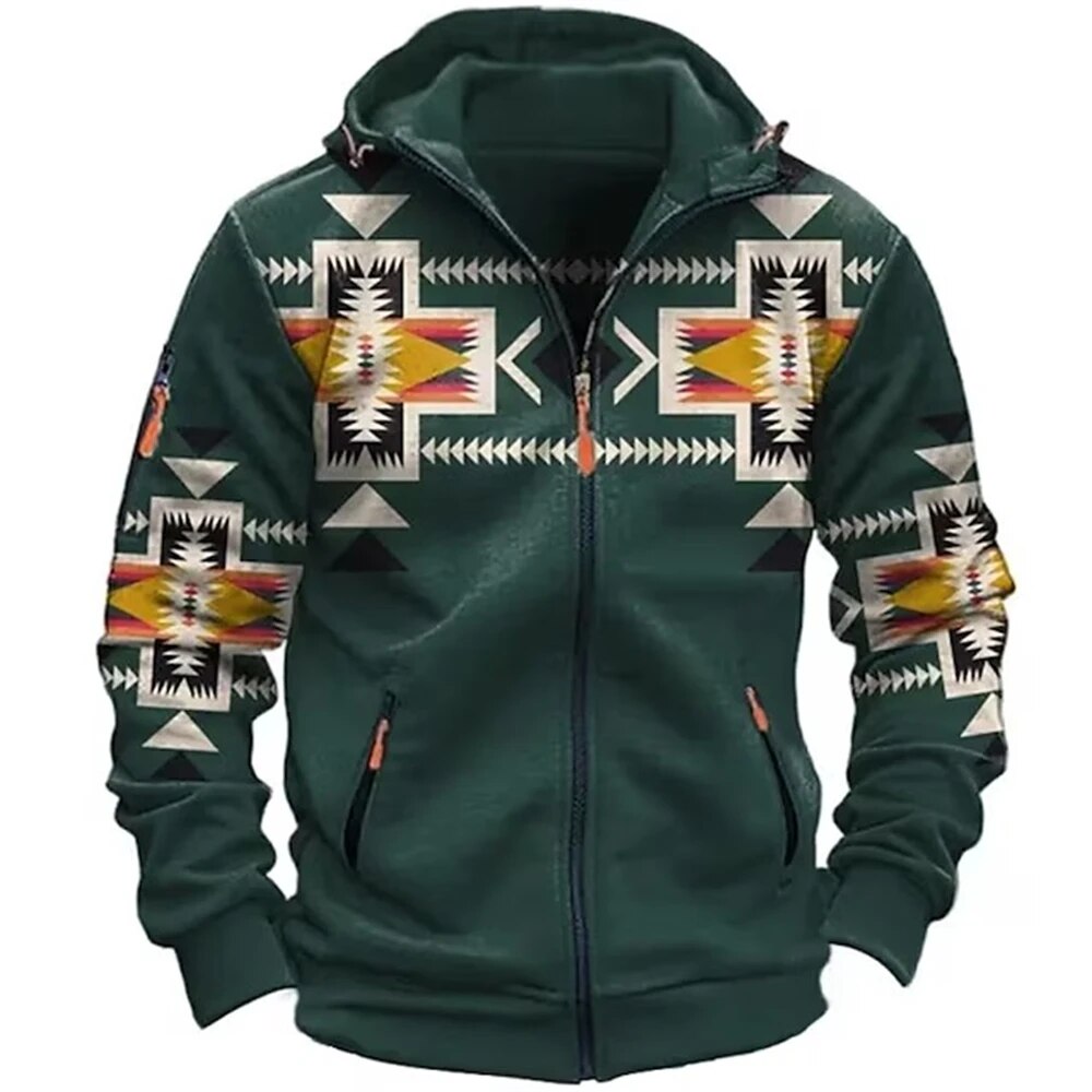 Men's Patterned Fleece-Lined Hooded Jacket - photo 5