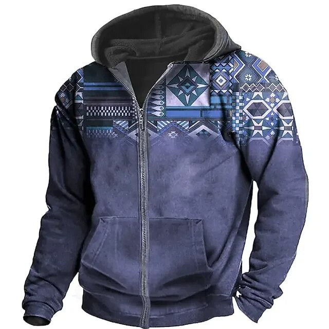 Men's Patterned Fleece-Lined Hooded Jacket - photo 6