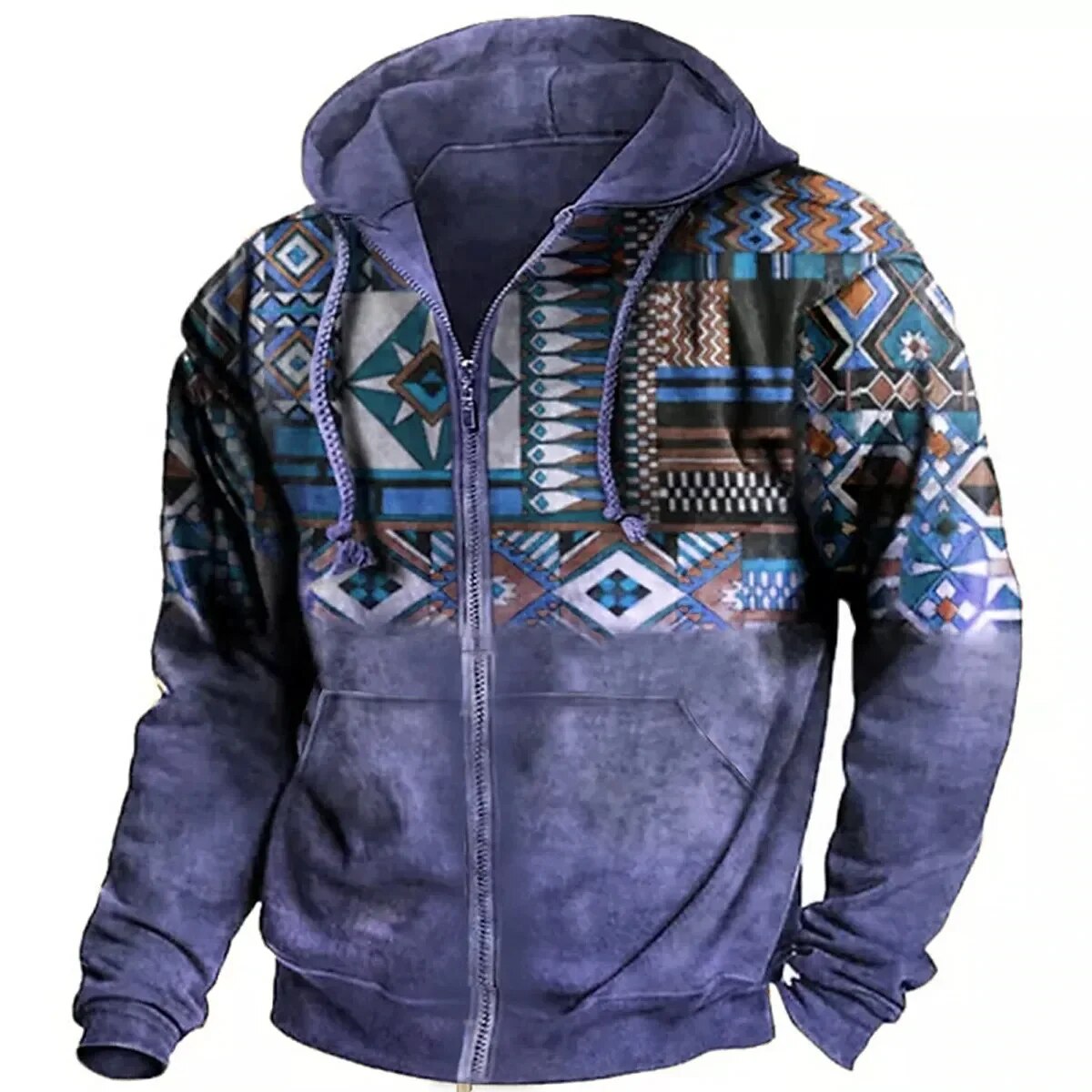Men's Patterned Fleece-Lined Hooded Jacket - photo 7