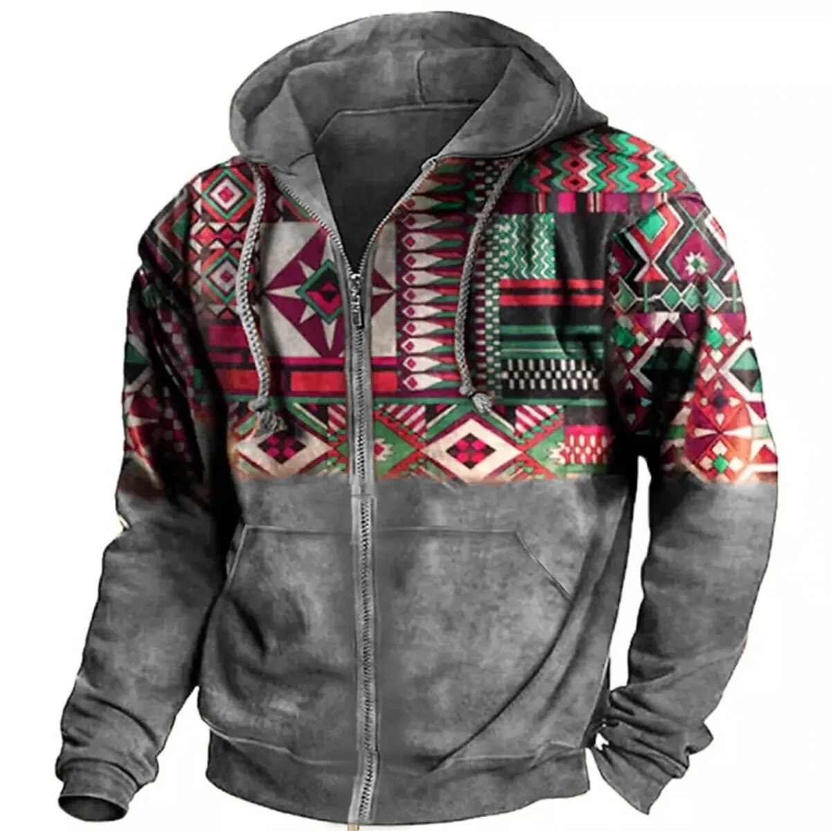 Men's Patterned Fleece-Lined Hooded Jacket - photo 8