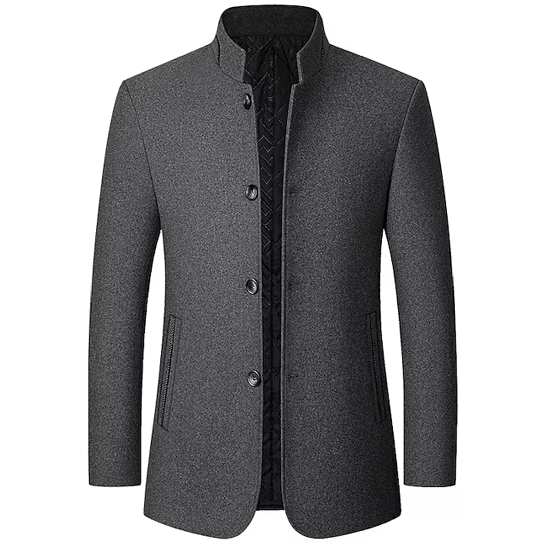 Men's Stand-Collar Wool Blend Coat - photo 1