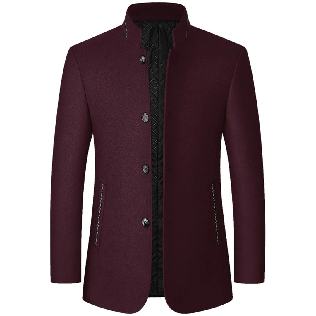 Men's Stand-Collar Wool Blend Coat - photo 11