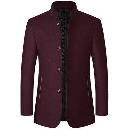 Men's Stand-Collar Wool Blend Coat - photo 13