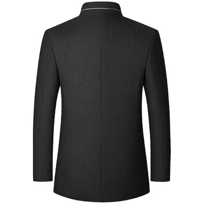 Men's Stand-Collar Wool Blend Coat - photo 8