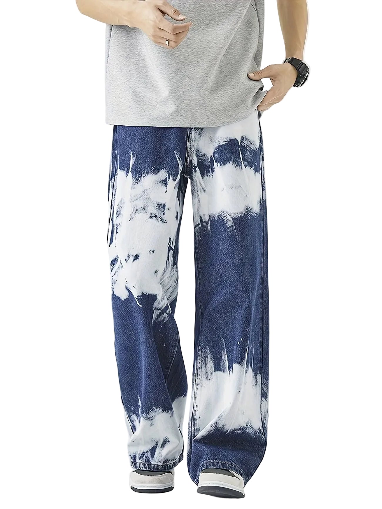 Men’s Wide-Leg Pants with Paint-Splatter Print