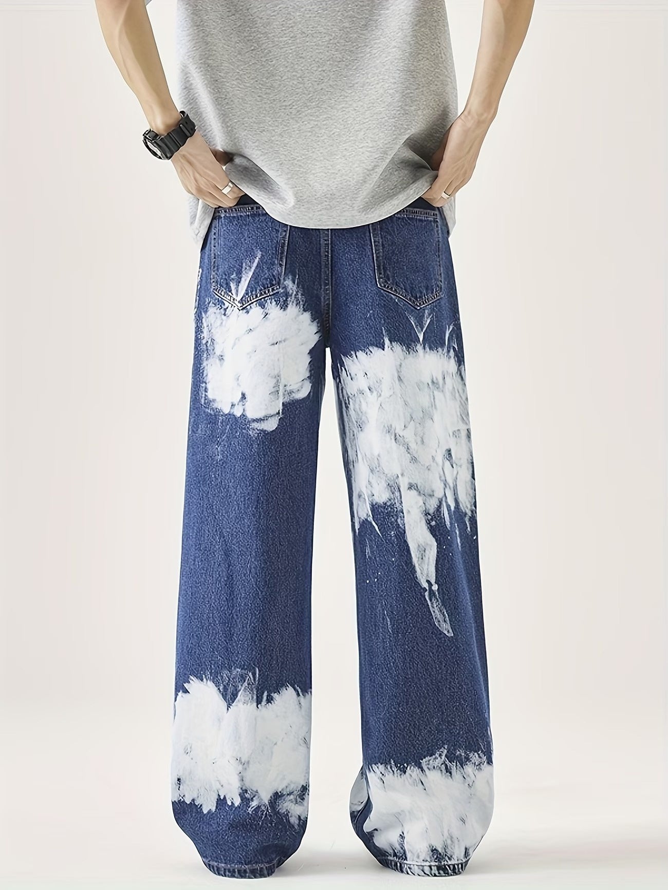 Men’s Wide-Leg Pants with Paint-Splatter Print
