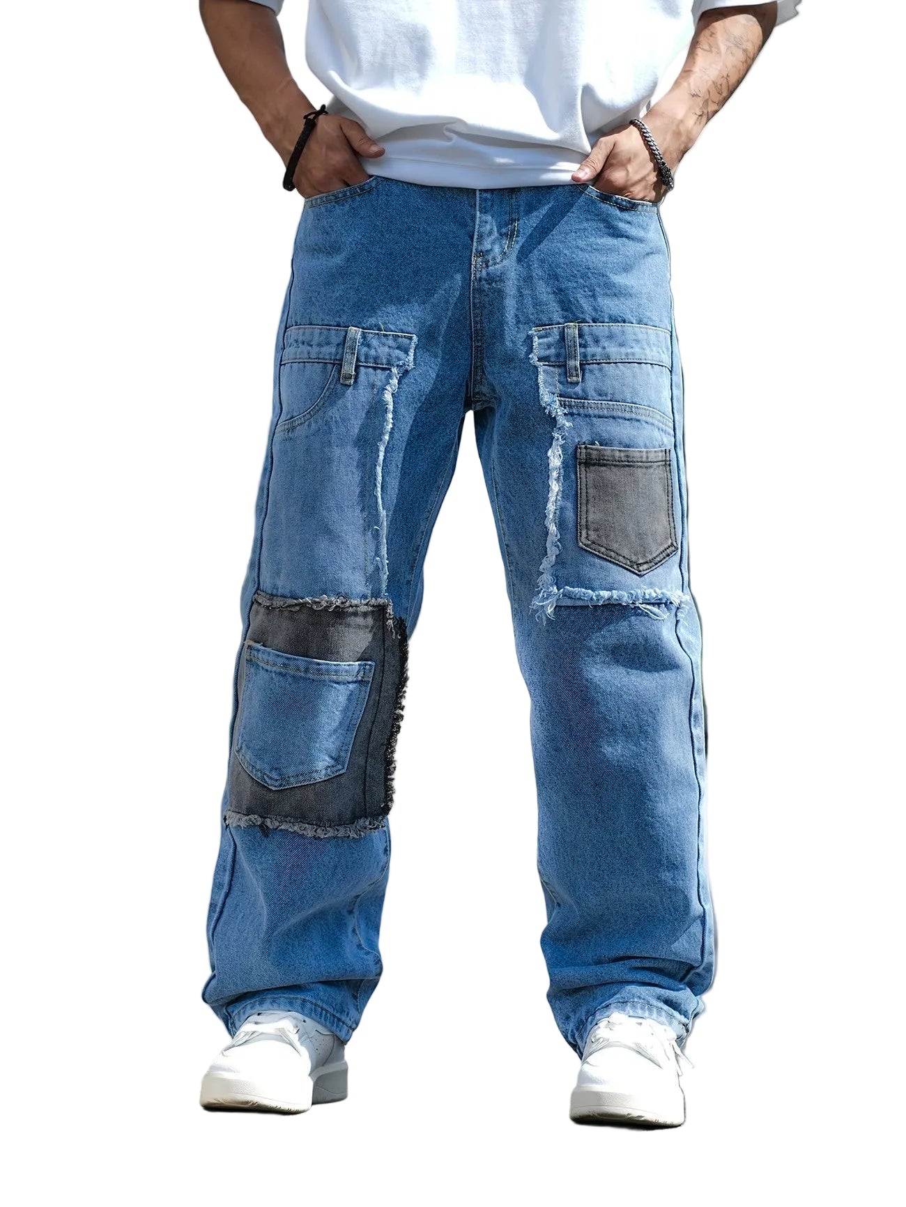 Men’s Wide-Leg Patchwork Pants