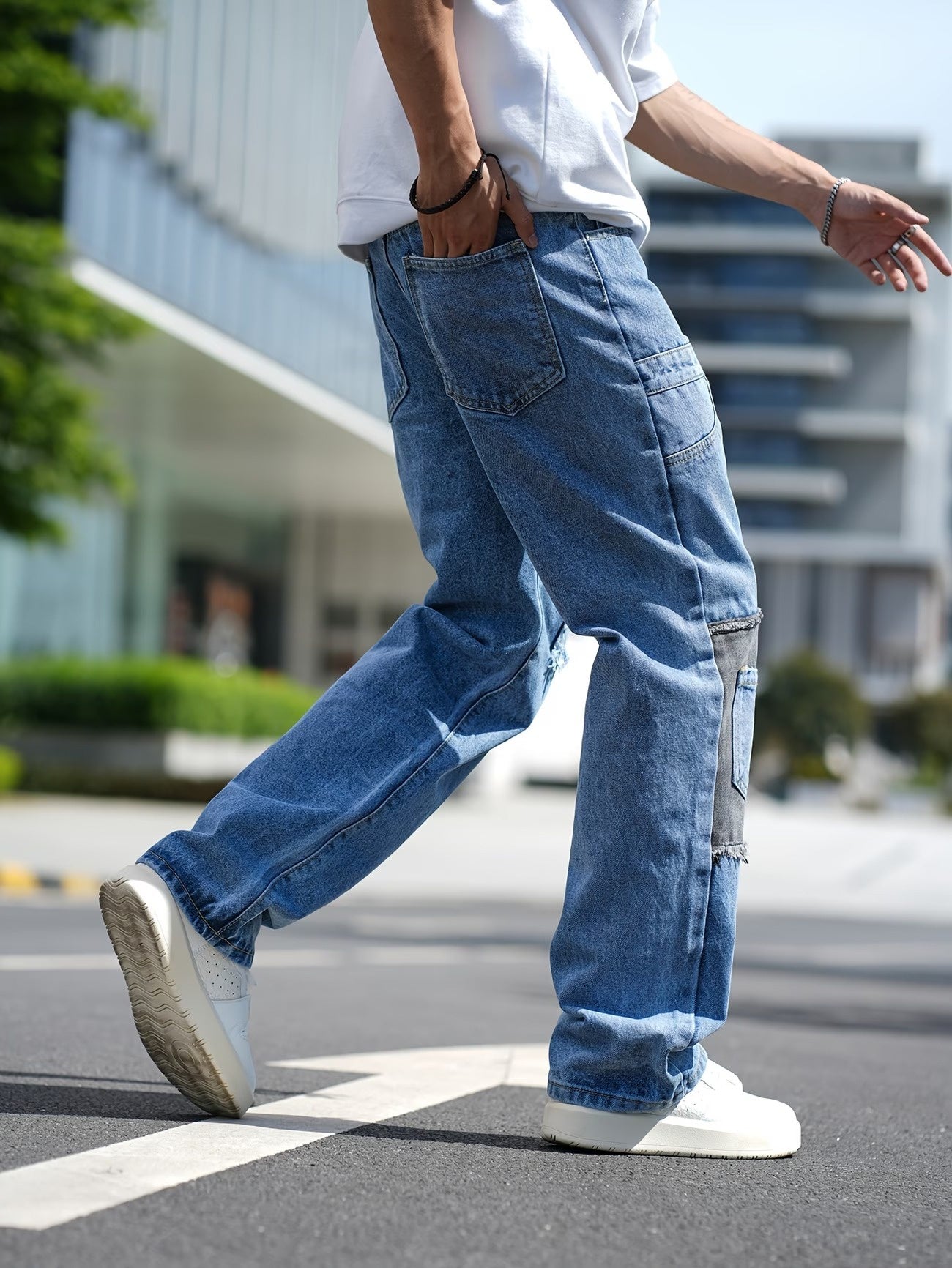 Men’s Wide-Leg Patchwork Pants
