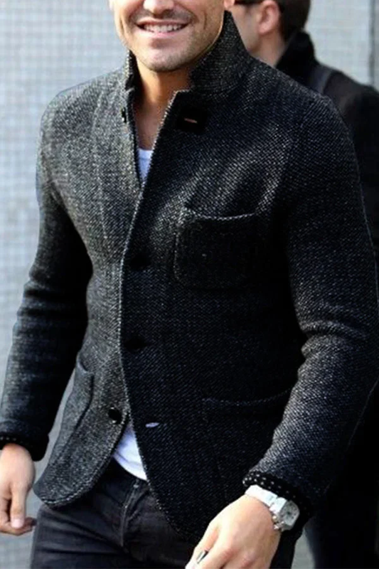 Men's Wool Blend Cardigan with Chest Pocket - photo 2