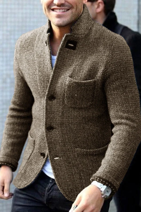 Men's Wool Blend Cardigan with Chest Pocket - photo 3