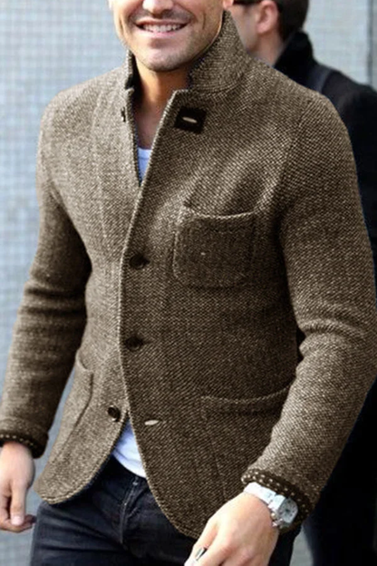 Men's Wool Blend Cardigan with Chest Pocket - photo 3