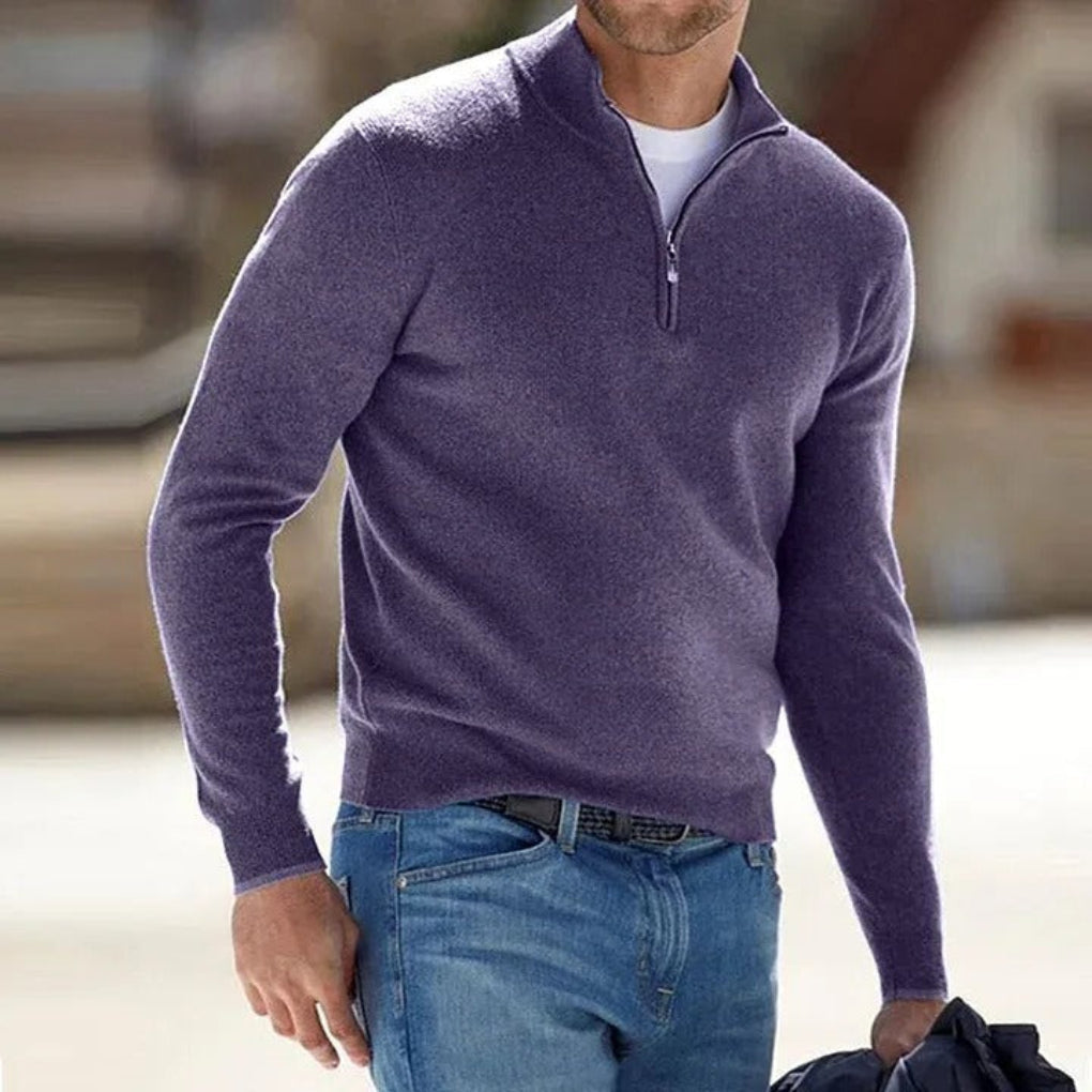 Men's Zip-Neck Knit Jumper - photo 4