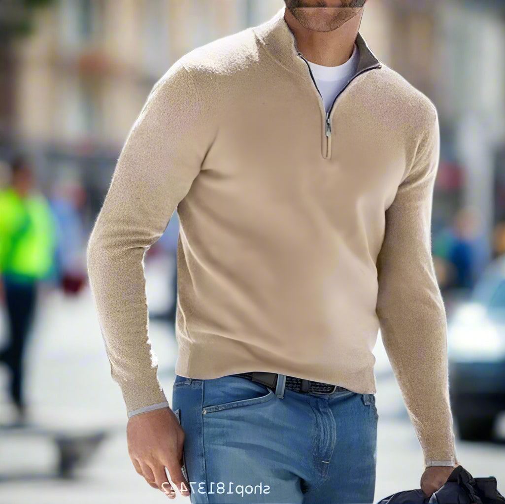 Men's Zip-Neck Knit Jumper - photo 5